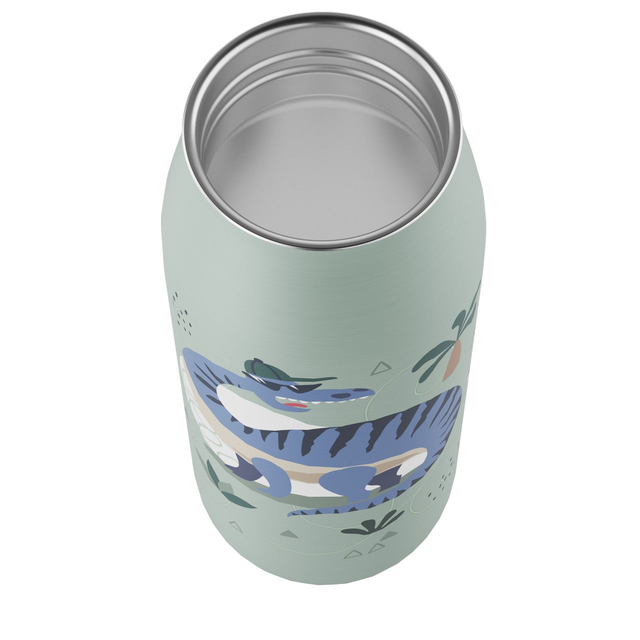 Das Bild zeigt eine Getränkedose mit einem hellgrünen Hintergrund und einem bunten Design. Auf der Dose ist ein cartoonhaftes Krokodil abgebildet, umgeben von stilisierten Pflanzenmotiven.