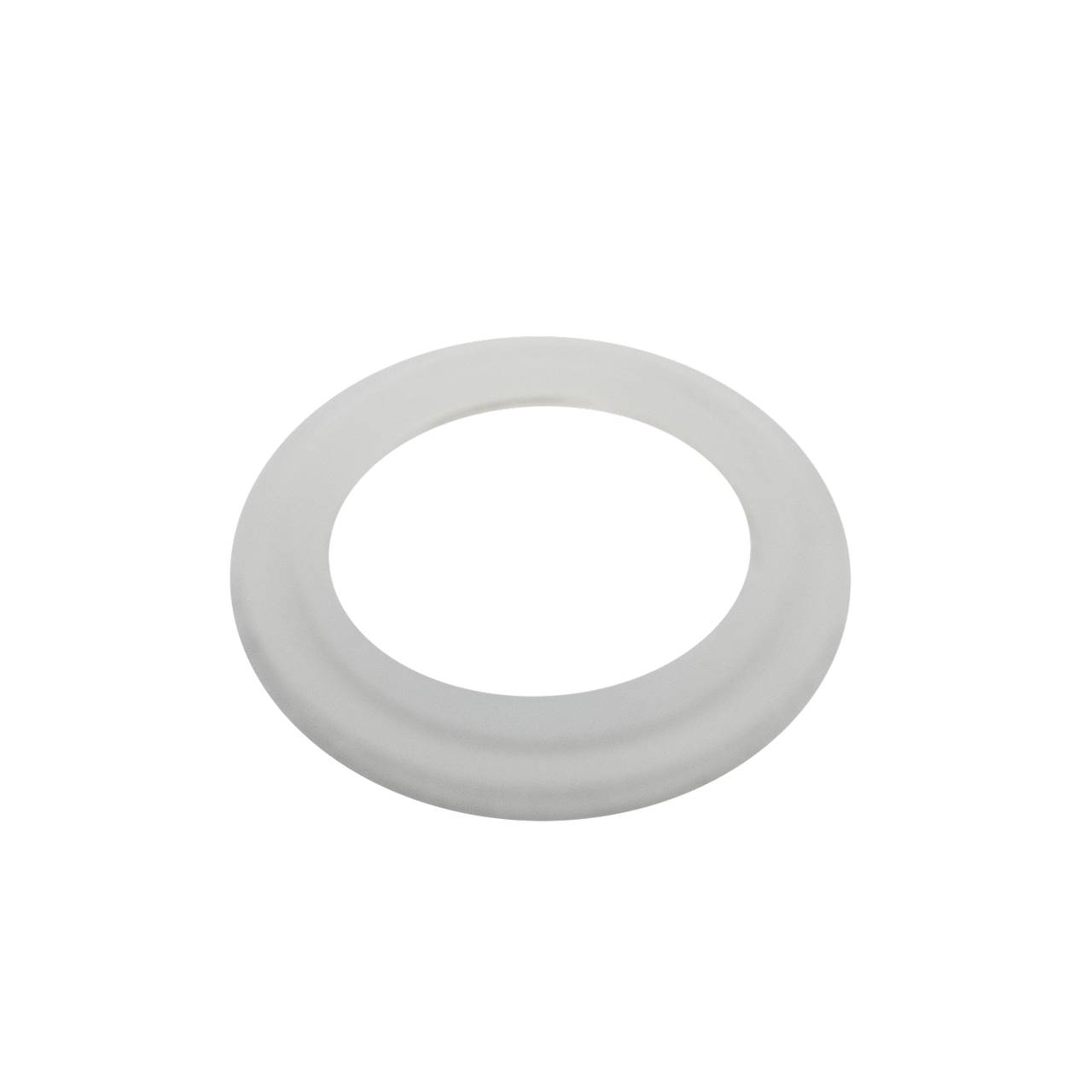 Das Bild zeigt einen weißen, runden Ring mit einer gleichmäßigen Dicke. Der Ring hat eine glatte Oberfläche und ist auf einem einfachen, weißen Hintergrund platziert.