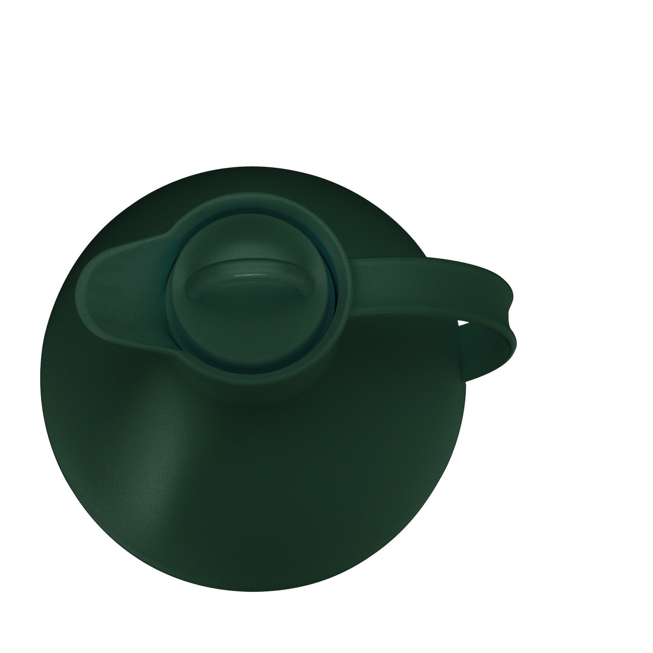 Das Bild zeigt die Draufsicht auf einen dunkelgrünen Plastikdeckel, der anscheinend zu einer Flasche gehört. Der Deckel hat einen Griff und einen Schraubverschluss in der Mitte.