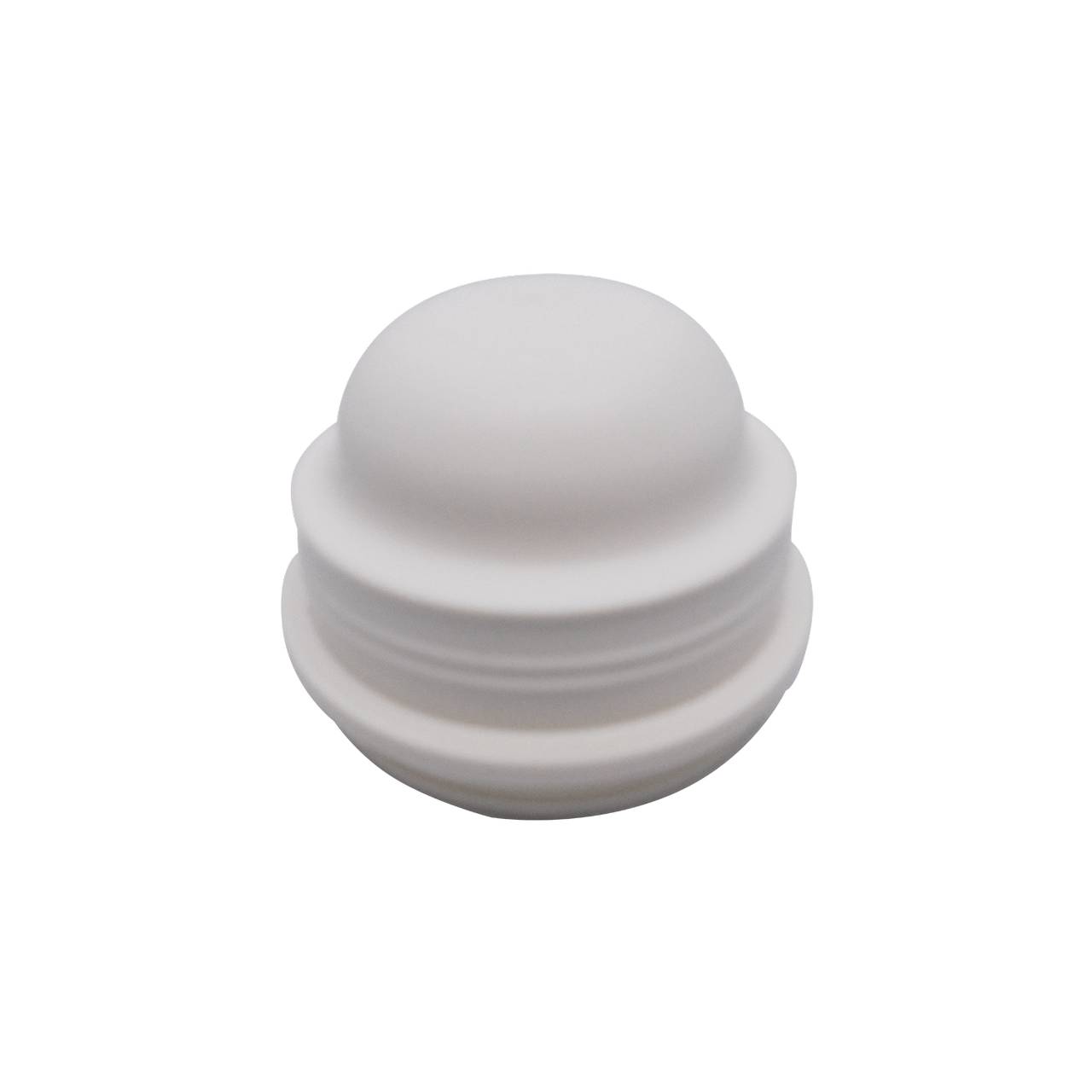 Es ist ein helles, rundes Objekt mit einer Kuppelform, das an einen Verschluss oder Deckel erinnert. Die Oberfläche ist glatt und gleichmäßig, ohne sichtbare Details oder Muster.